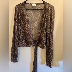 Ember sheer mesh long sleeve V-neck